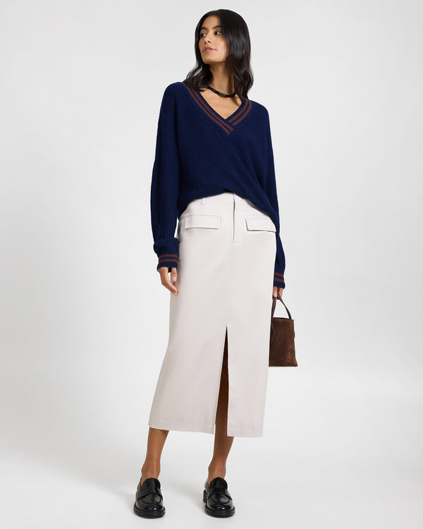 Onia Front Slit Midi Skirt Stone