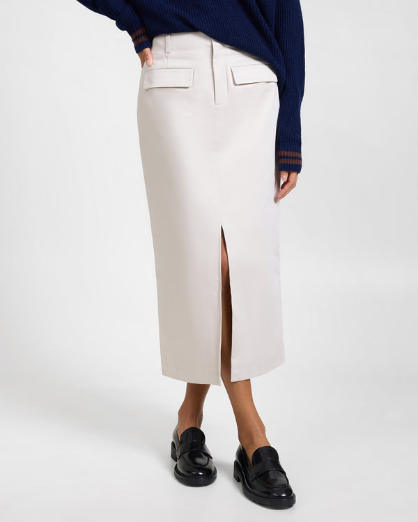 onia Front Slit Midi Skirt Stone