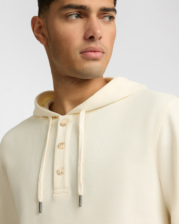 Onia Heavyweight Cotton Waffle Hoodie Ecru