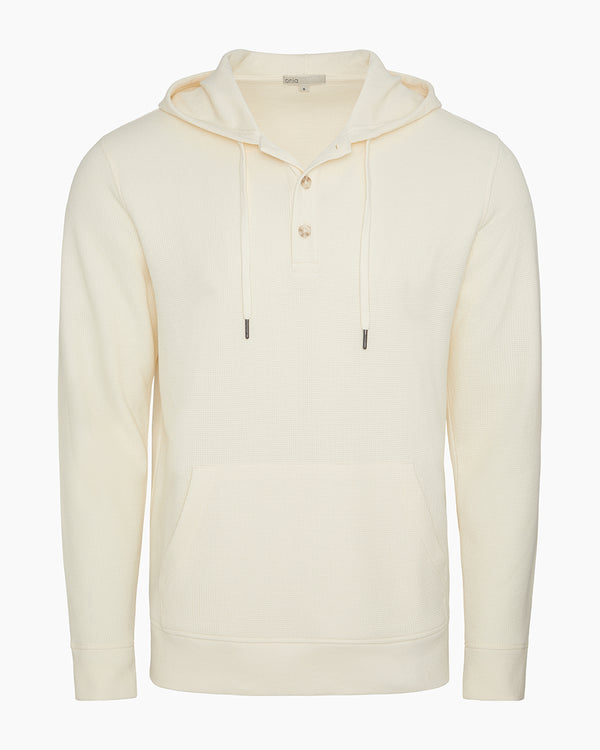 onia Heavyweight Cotton Waffle Hoodie Ecru