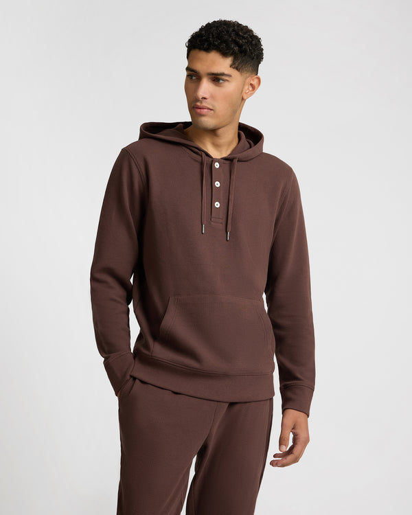 Onia Heavyweight Cotton Waffle Hoodie Java