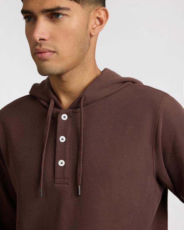 Onia Heavyweight Cotton Waffle Hoodie Java