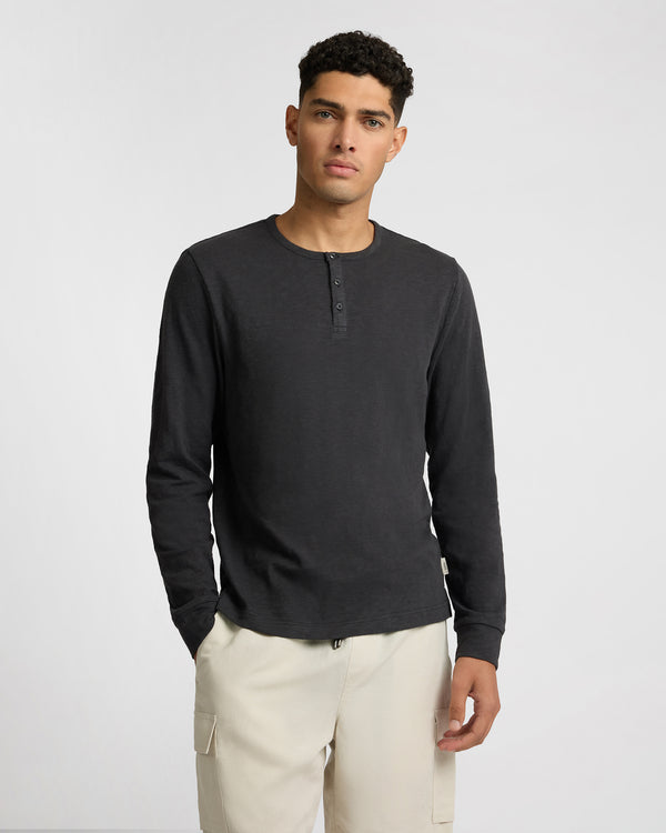 Onia Heavyweight Slub Henley Noir