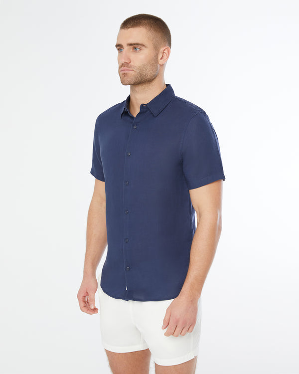 Onia Jack Air Linen Shirt Deep Navy