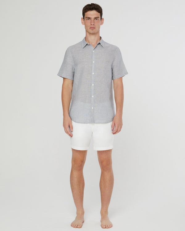 Onia Jack Air Linen Shirt Deep Navy/White
