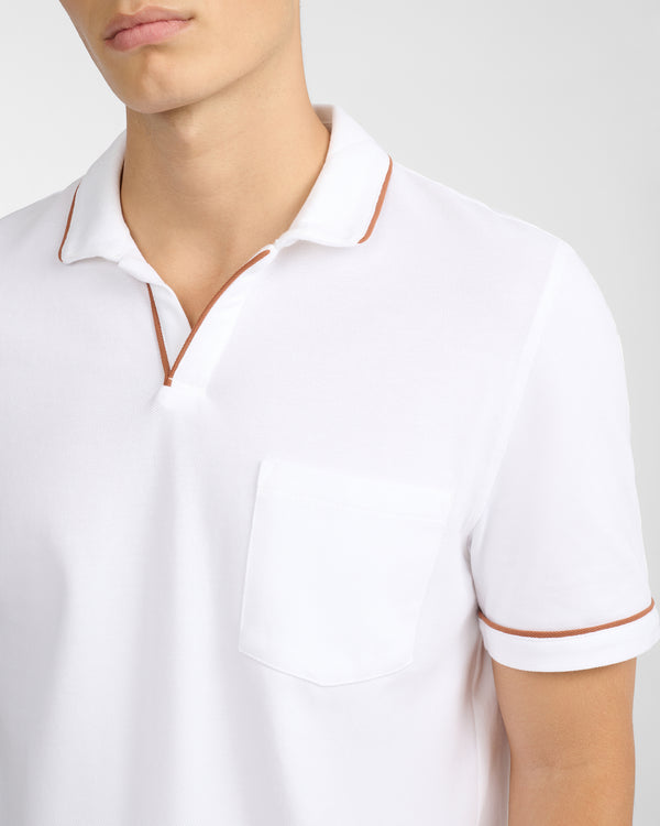Onia Johnny Collar Pique Polo White Deep Gold