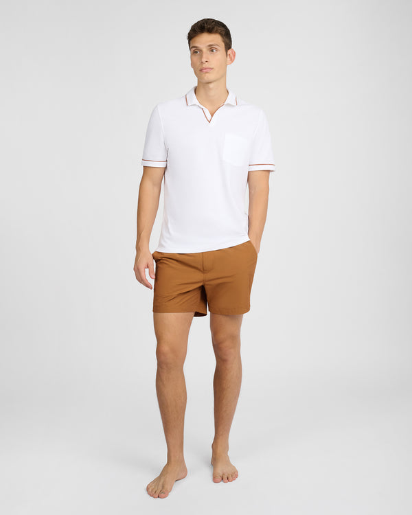 Onia Johnny Collar Pique Polo White Deep Gold