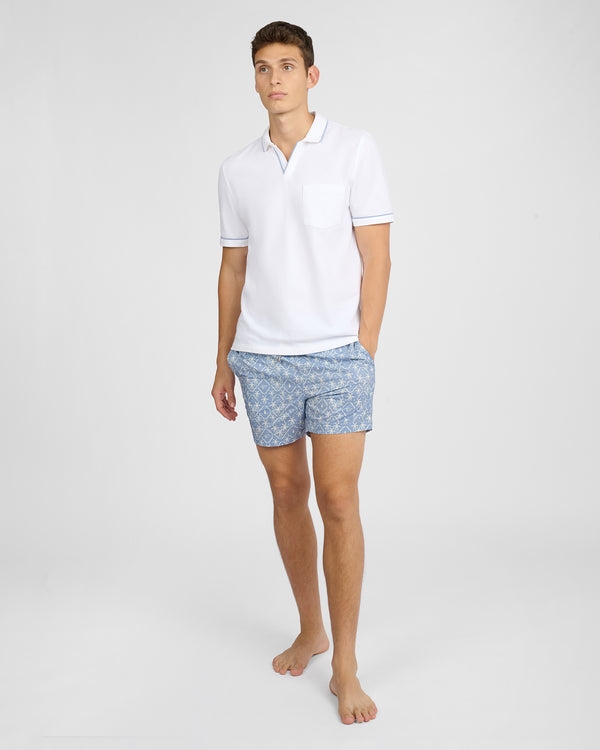 Onia Johnny Collar Pique Polo White Powder Blue