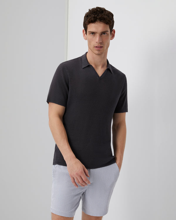 Onia Johnny Collar Ribbed Polo Gunmetal