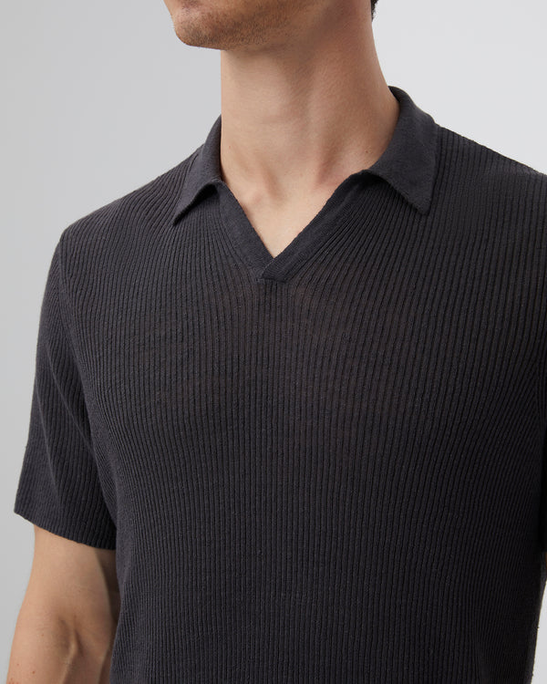 Onia Johnny Collar Ribbed Polo Gunmetal