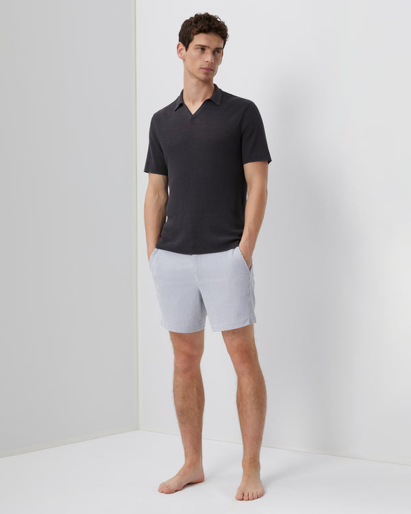 Onia Johnny Collar Ribbed Polo Gunmetal