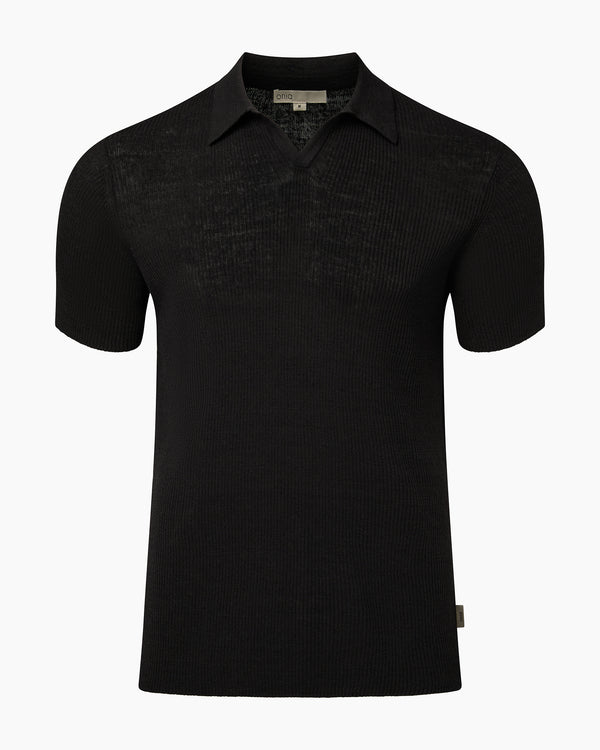 onia Johnny Collar Ribbed Polo Gunmetal