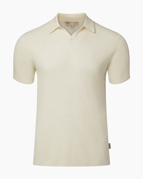 onia Johnny Collar Ribbed Polo White