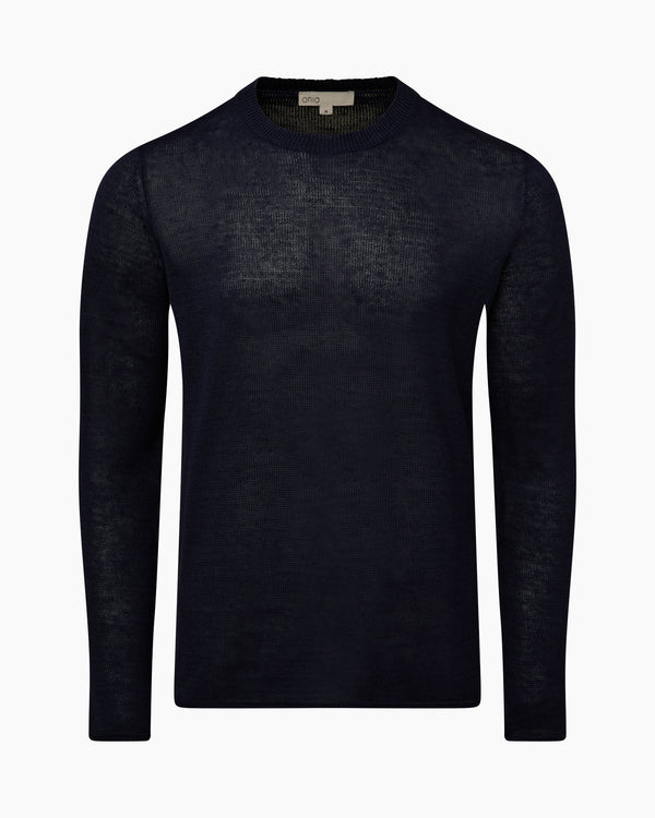 onia Kevin Crewneck Linen Sweater Deep Navy
