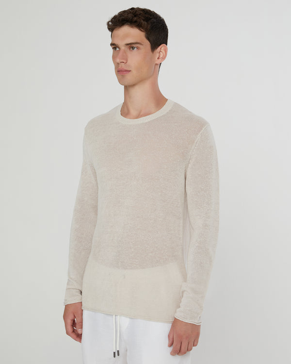 Onia Kevin Crewneck Linen Sweater Stone