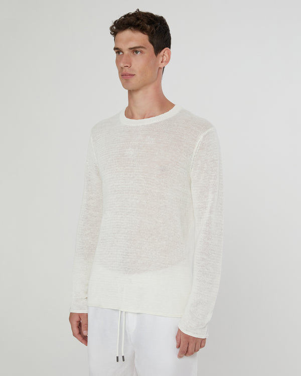 Onia Kevin Crewneck Linen Sweater White