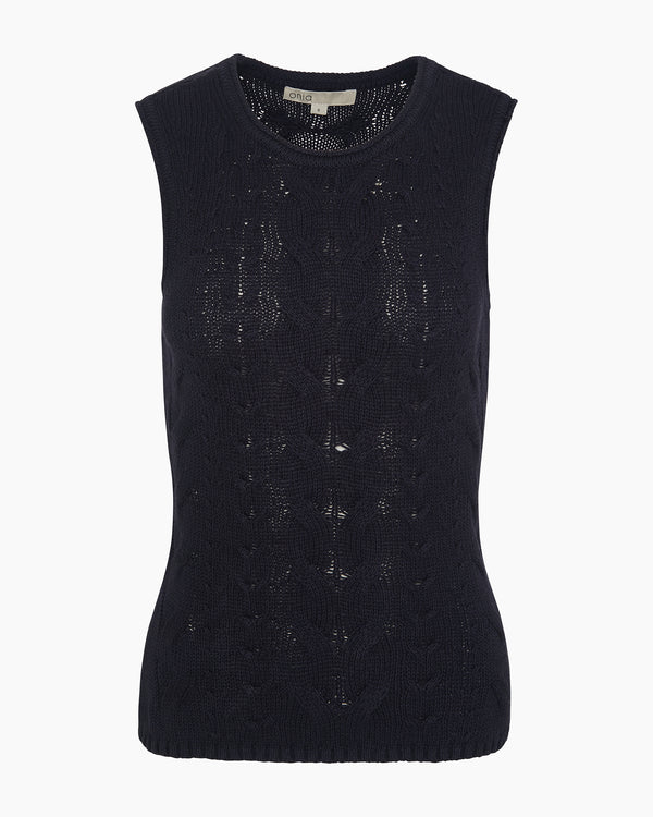 Onia Linen Cable Knit Tank Noir Navy
