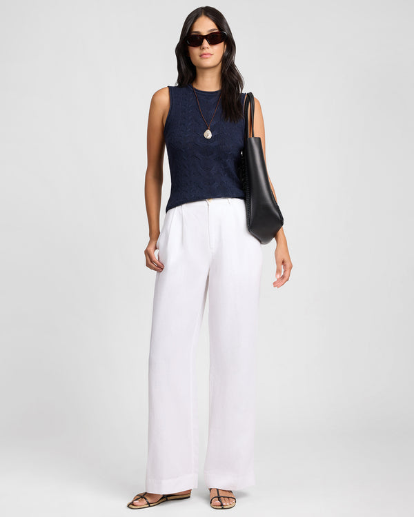 Onia Linen Cable Knit Tank Noir Navy