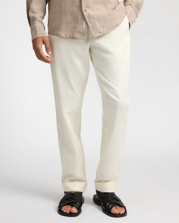 Onia Linen Cotton Stretch Cuff Pant Egret