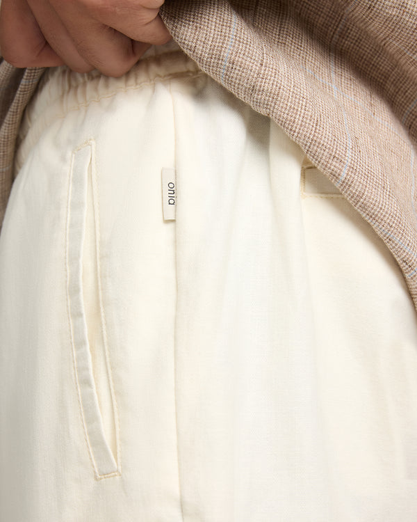 Onia Linen Cotton Stretch Cuff Pant Egret