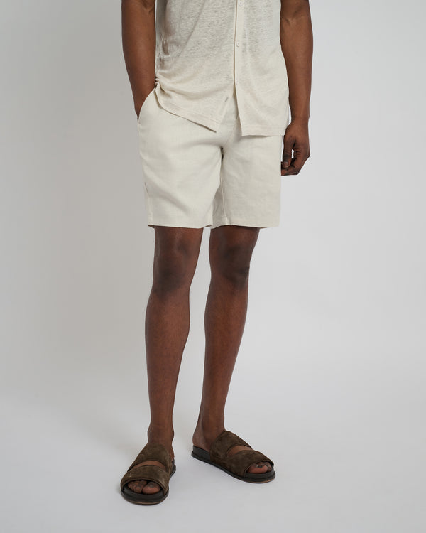 Onia Linen Fixed-Waist Short Stone
