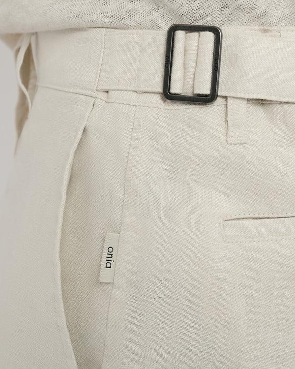 Onia Linen Fixed-Waist Short Stone