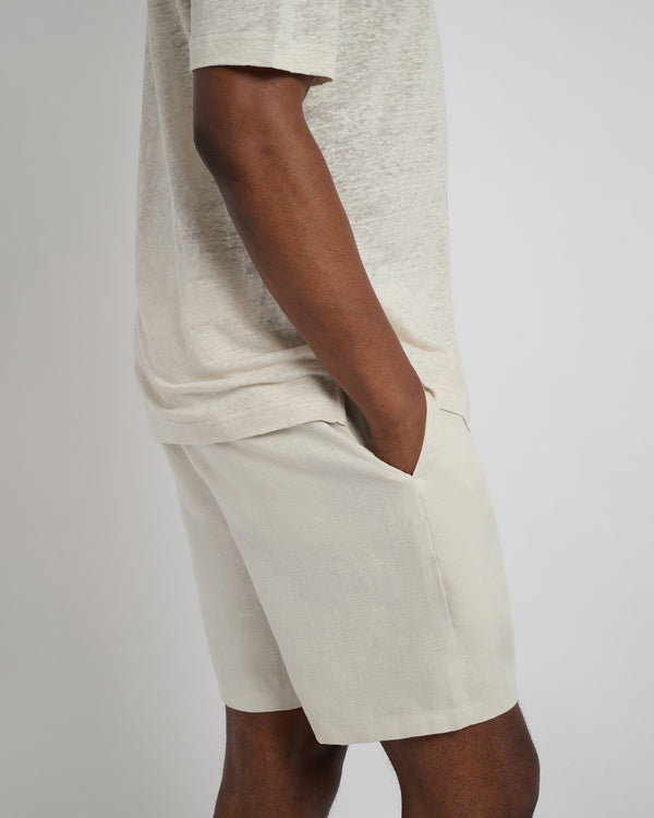 Onia Linen Fixed-Waist Short Stone