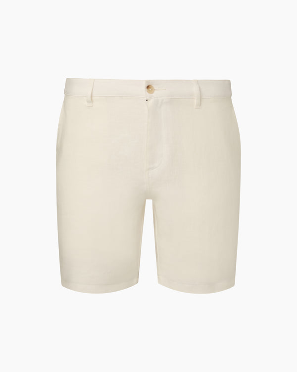 onia Linen Fixed-Waist Short White