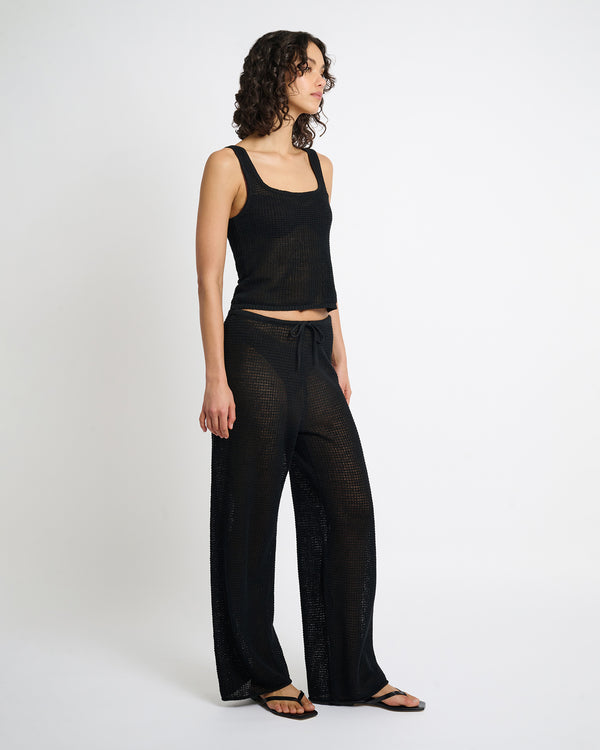 Onia Linen Knit Drawstring Pant Black