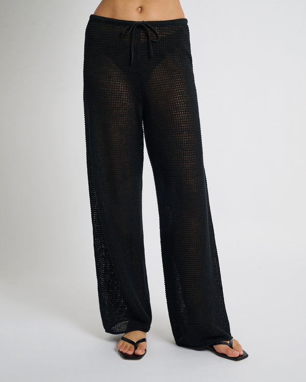 onia Linen Knit Drawstring Pant Black
