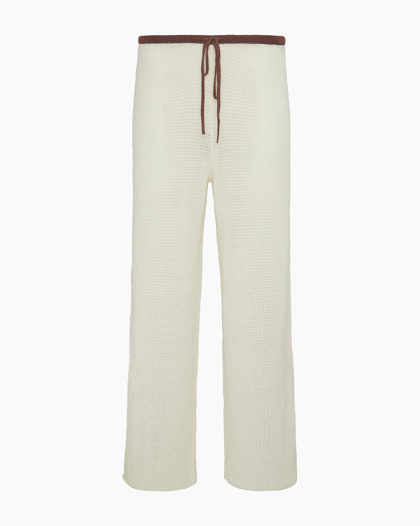 Onia Linen Knit Drawstring Pant Egret/Cappuccino