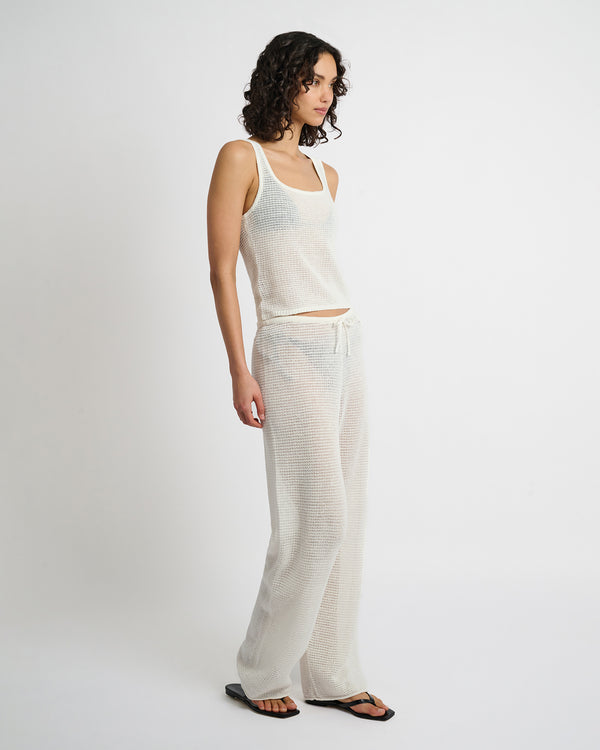Onia Linen Knit Drawstring Pant White