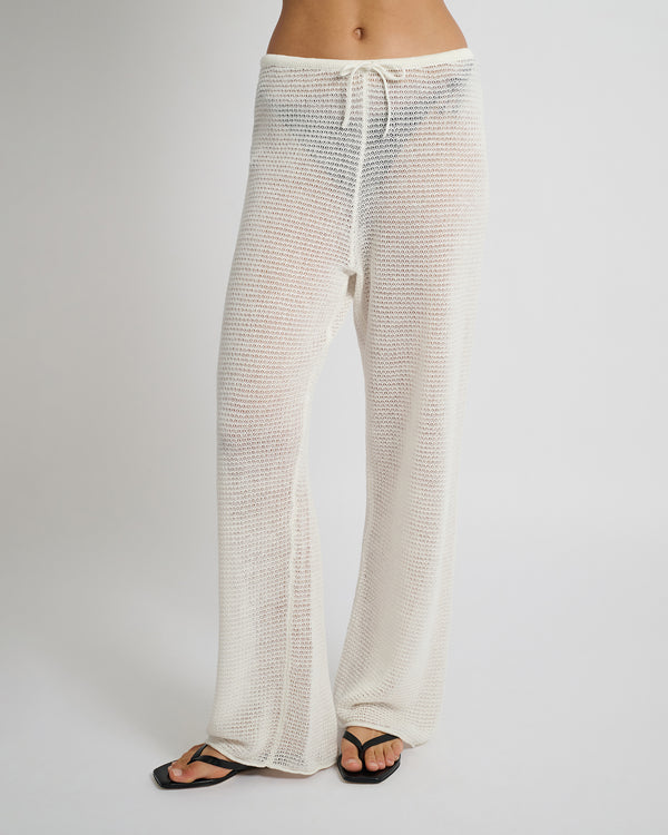 onia Linen Knit Drawstring Pant White