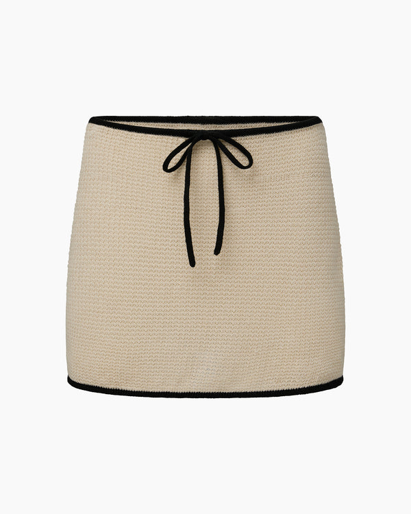 Onia Linen Knit Mini Skirt Birch/Black
