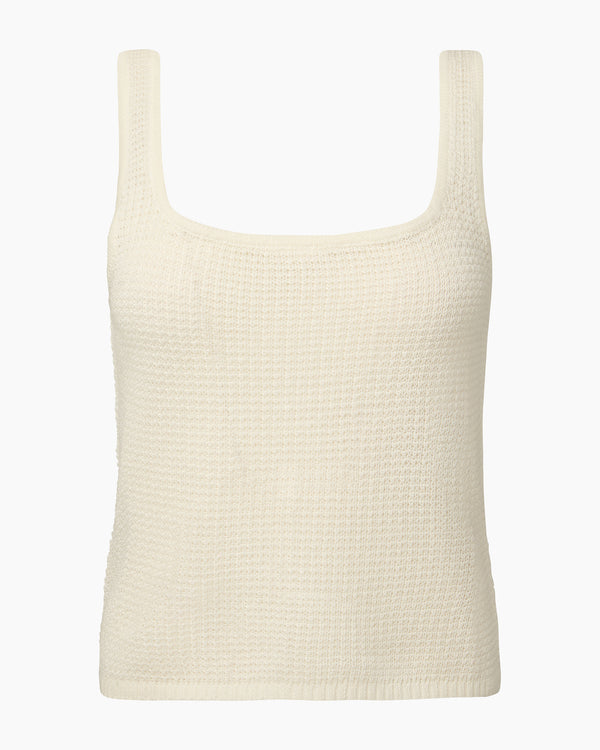 Onia Linen Knit Square Neck Tank White