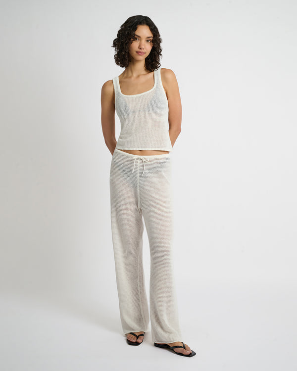 Onia Linen Knit Square Neck Tank White