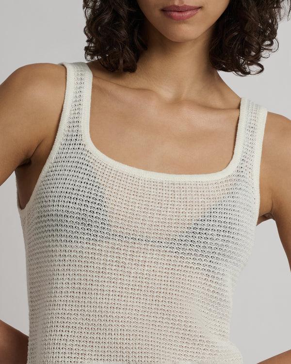 Onia Linen Knit Square Neck Tank White