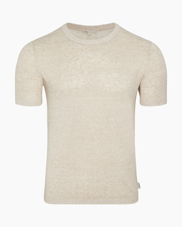 onia Linen Knit Tee Natural Melange