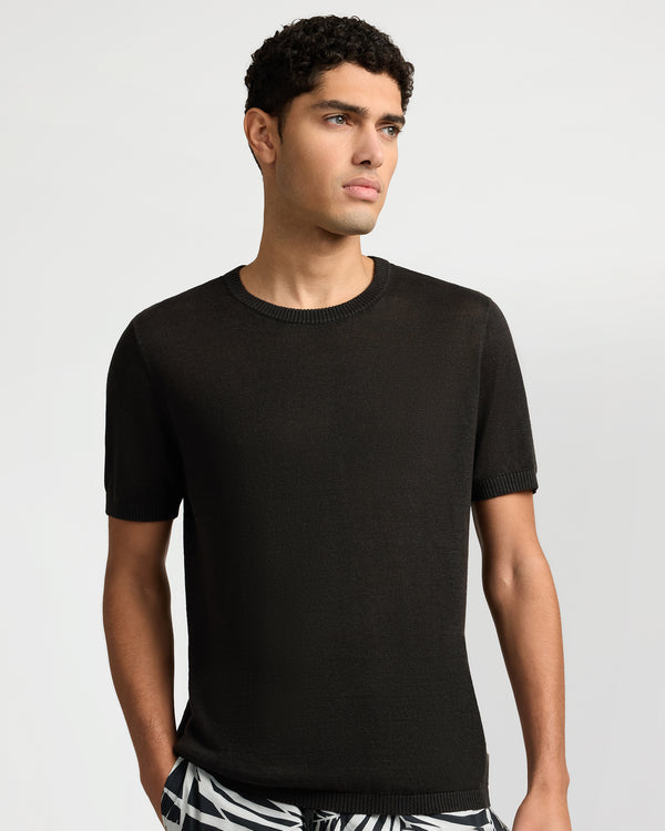 Onia Linen Knit Tee Washed Black
