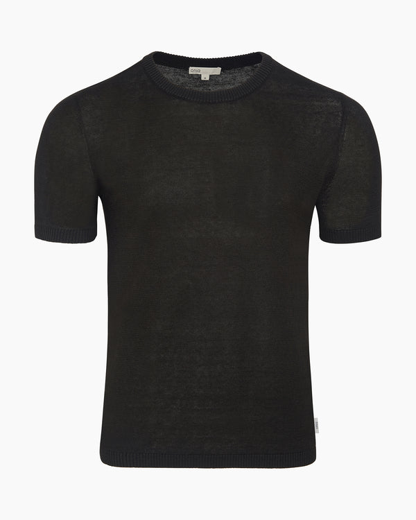 onia Linen Knit Tee Washed Black