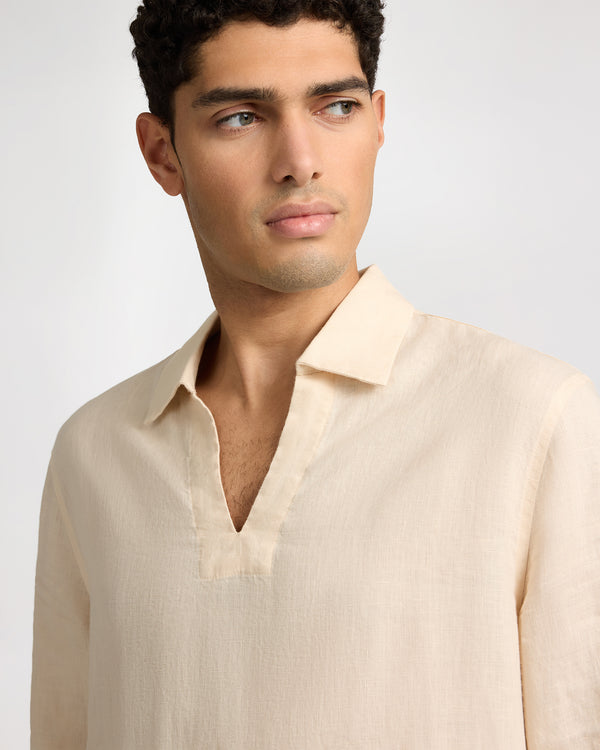 Onia Linen Long Sleeve Popover Shirt Natural