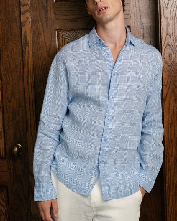 Onia Linen Long Sleeve Shirt Blue