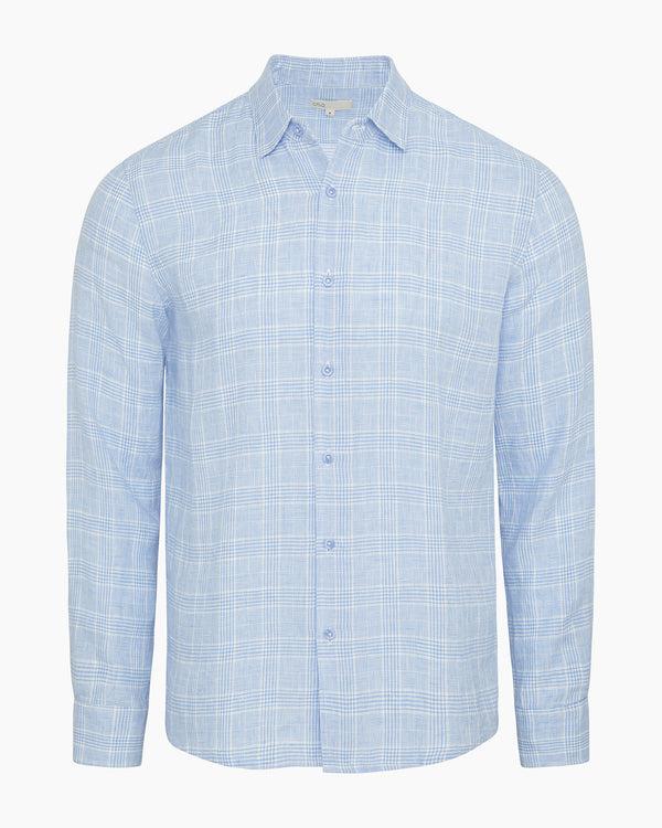 onia Linen Long Sleeve Shirt Blue