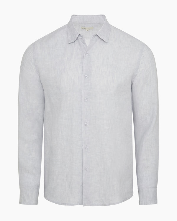 onia Linen Long Sleeve Shirt Light Grey