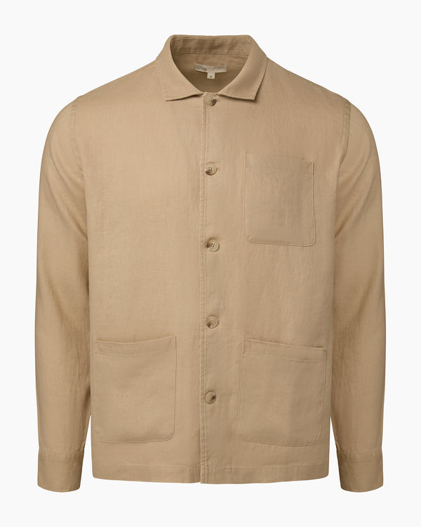 onia Linen Overshirt Tan