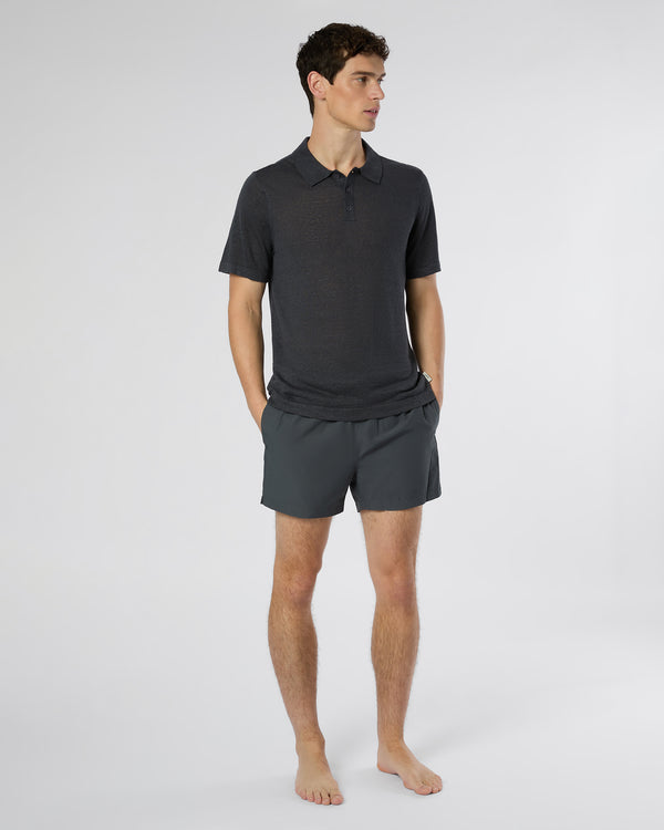 Onia Linen Sweater Polo Gunmetal