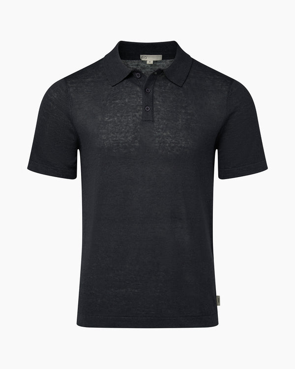 onia Linen Sweater Polo Gunmetal