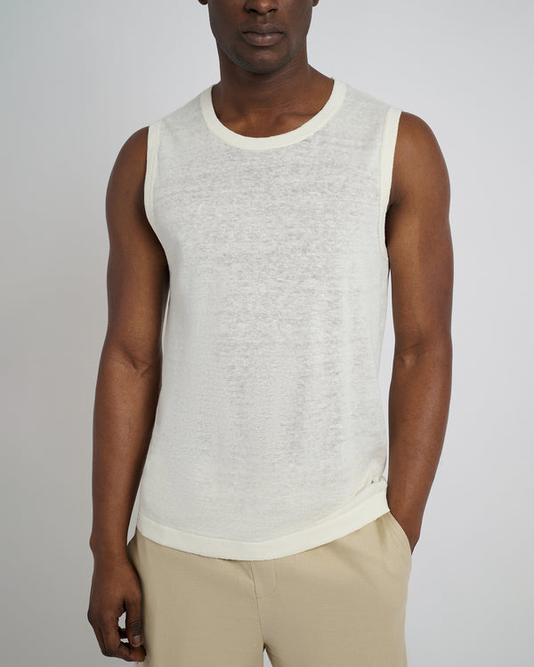 Onia Linen Sweater Tank Top Egret