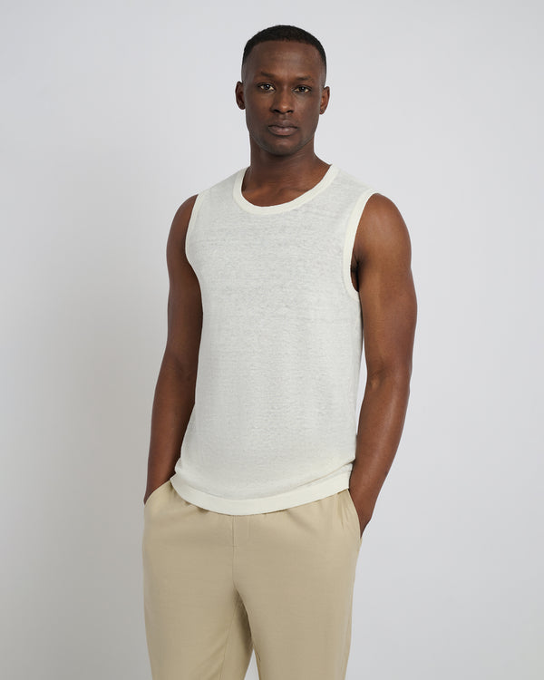 Onia Linen Sweater Tank Top Egret