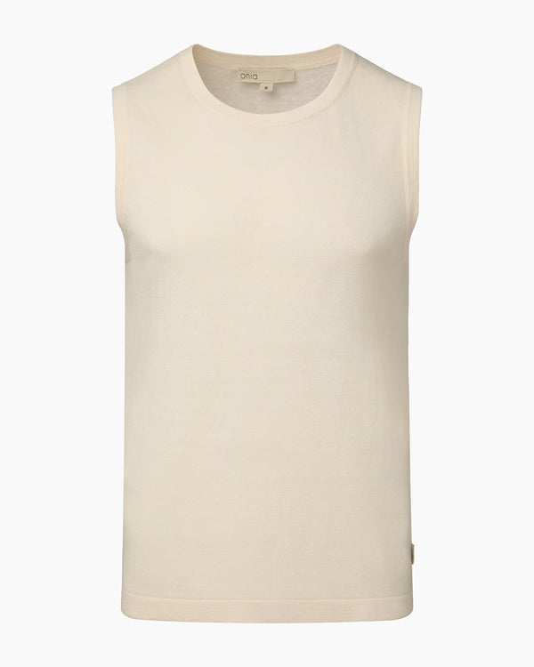 onia Linen Sweater Tank Top Egret